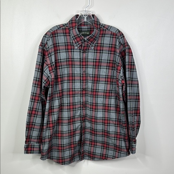 Orvis Signature Twill Plaid Long Sleeve Button Down Shirt Gray Men's Extra Large - Picture 1 of 8